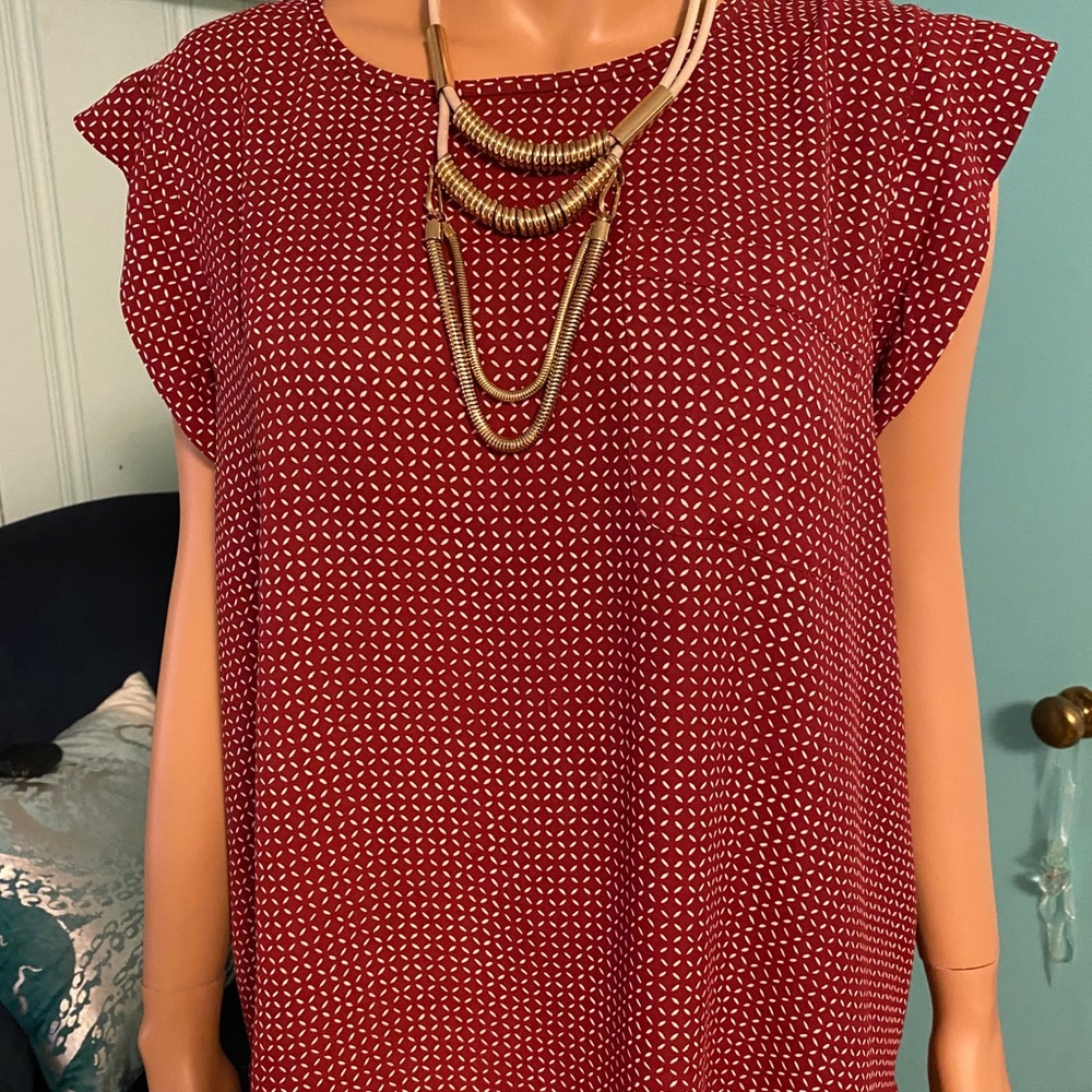 Wine print elegant tunic xl